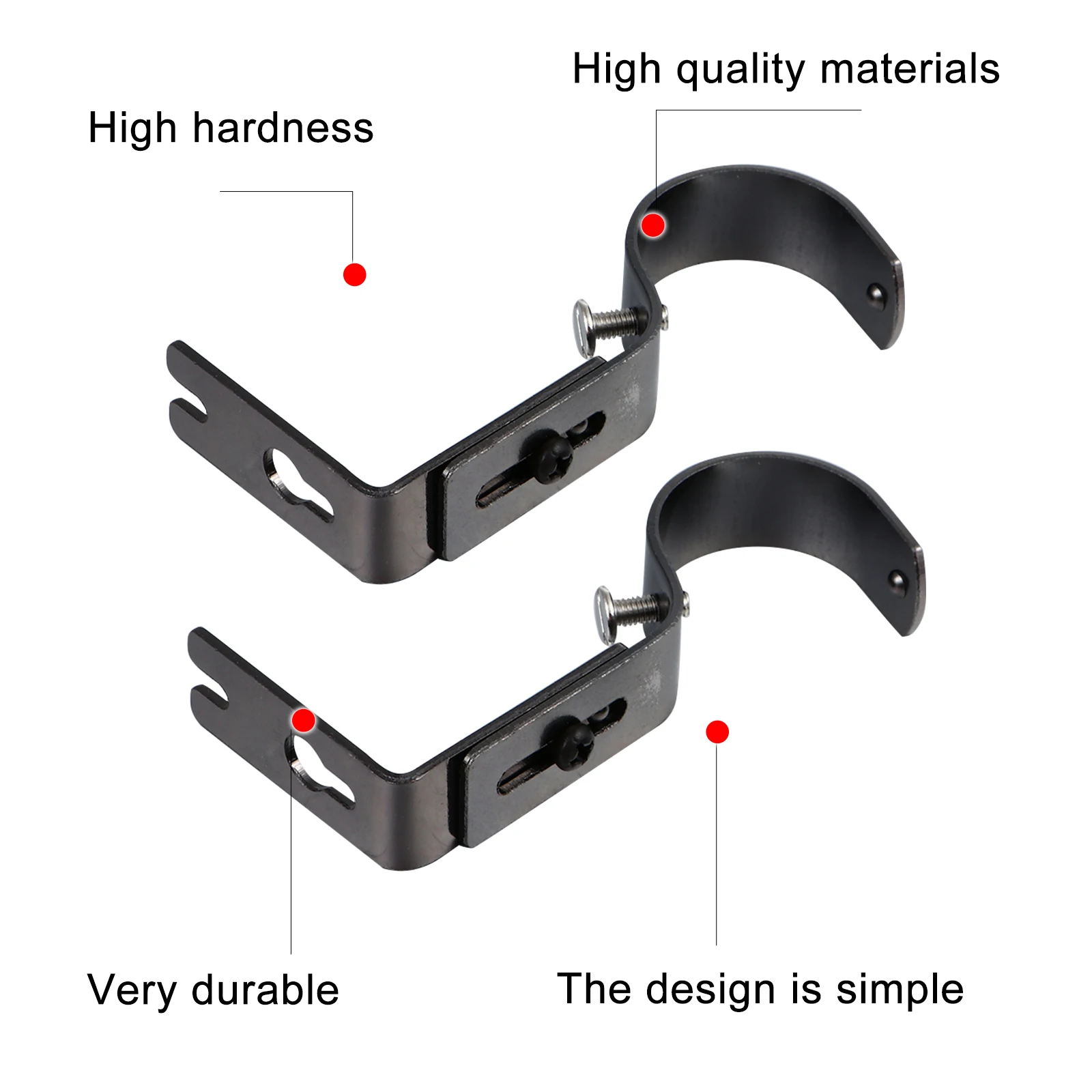 

2 Pcs Dowel Rod Holder Curtain Bracket Brackets Small Rental Friendly Holders Window