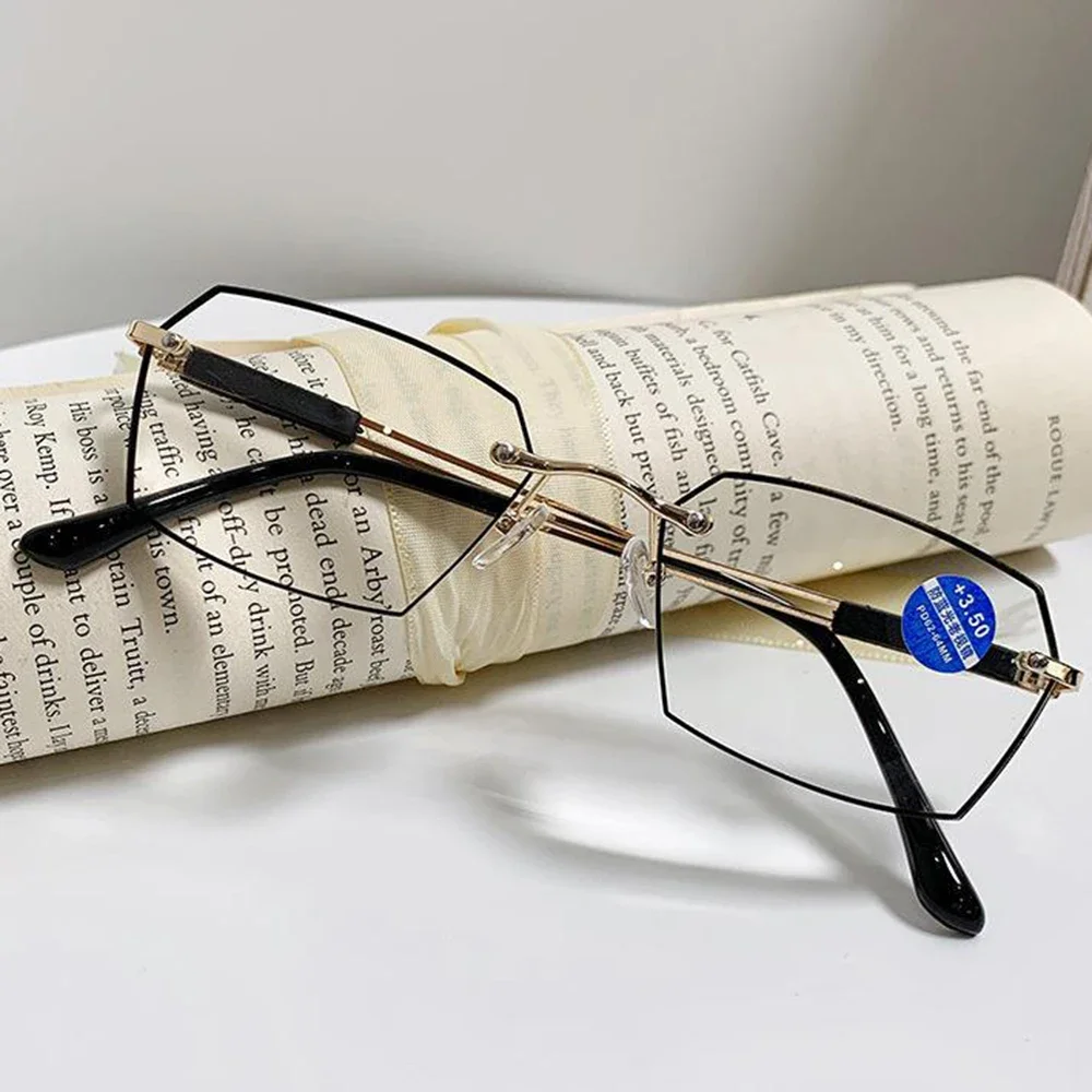 

Rimless Polygon Fashion Simple Comfortable Anti-Blue Light Multilayer Coating Reading Glasses +0.75 To +4