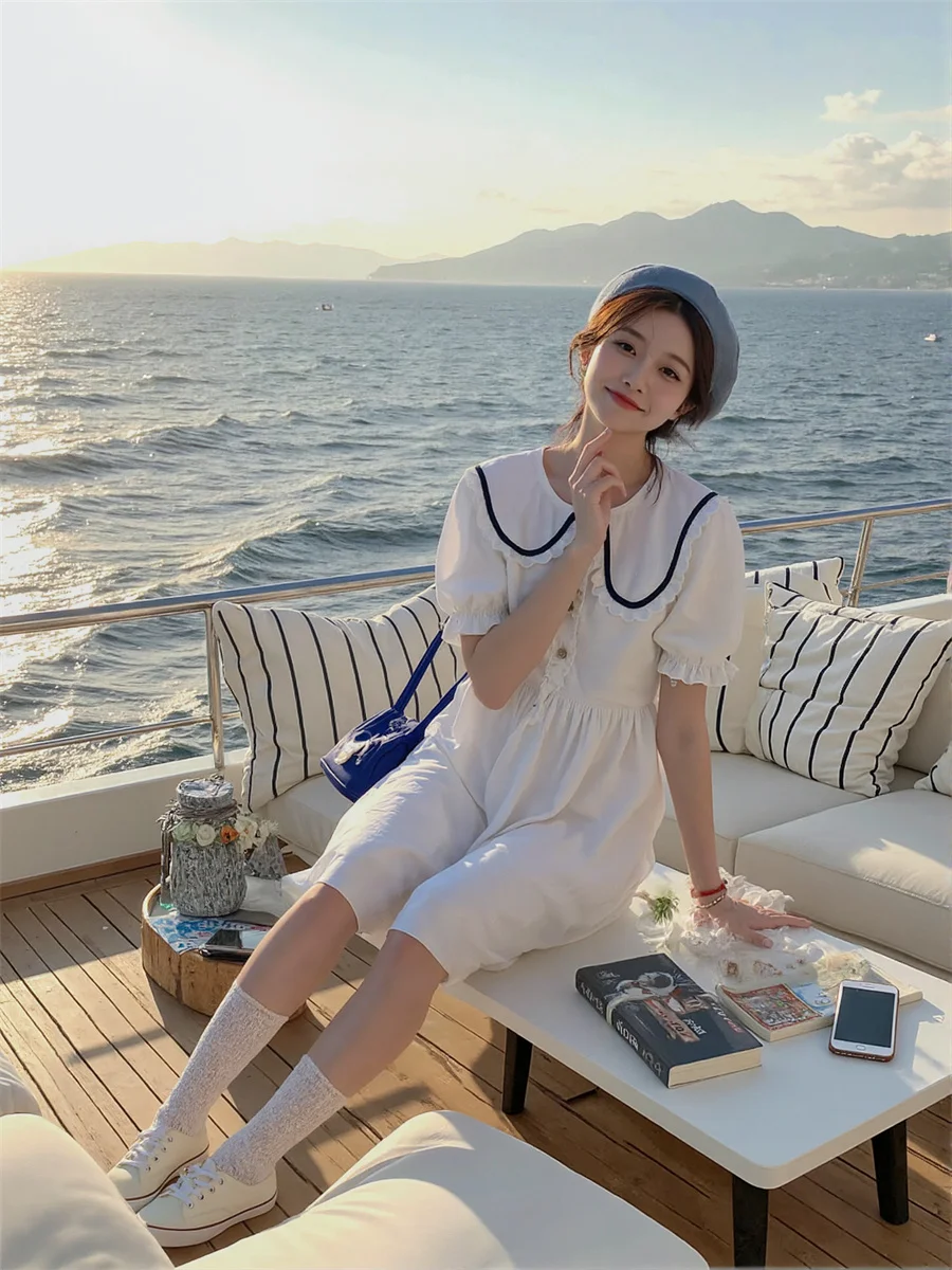 Women'S Blue Dresses Woman Casual Basics Daily Boho Bohemian Preppy Style Korean European Japanese Chinese Ethnic Exotic High