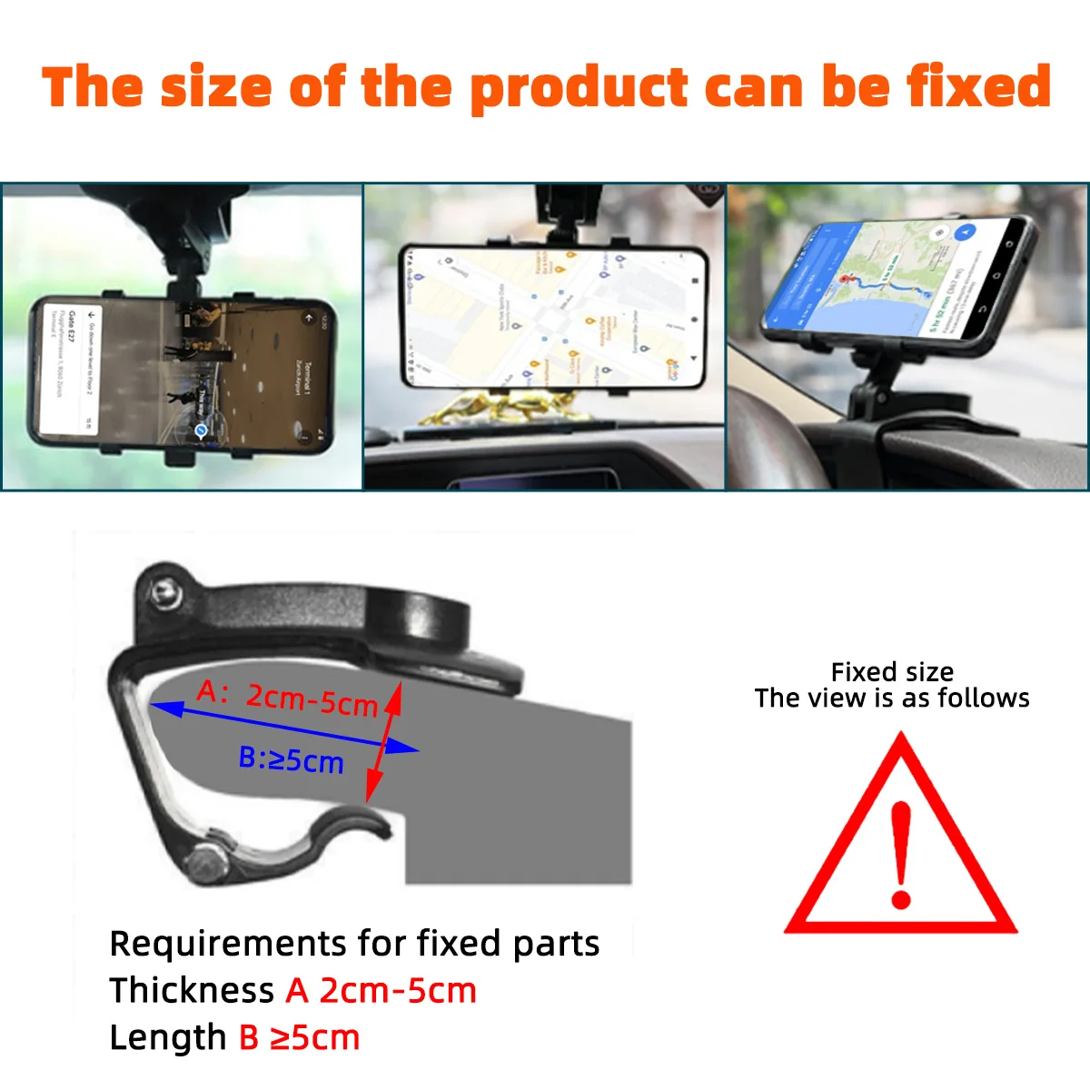 Dashboard Car Phone Holder ABS Mobile Phone Sun Visor Holder Auto Rear View Mirror Phone Support 360 Degree Rotation Accessories image 4