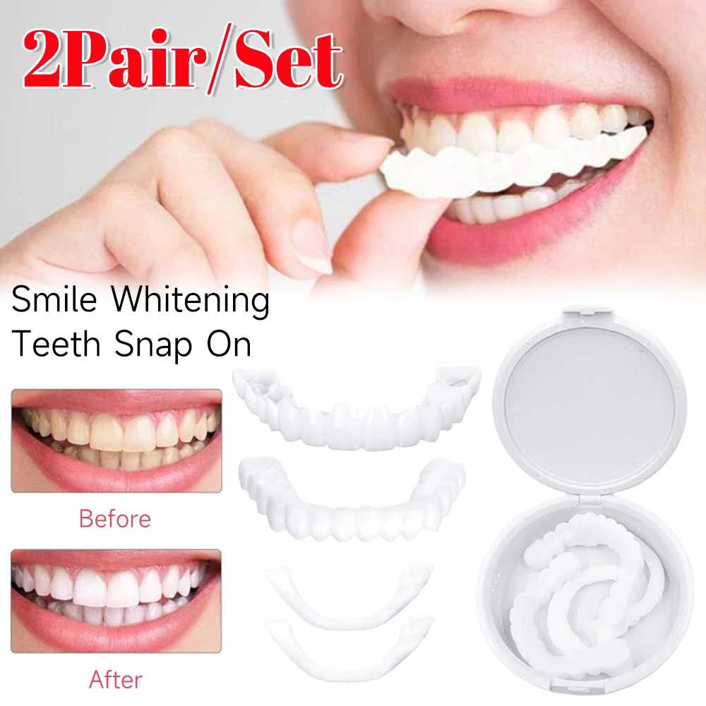 2 Pairs Dentures Teeth Denture Care Temporary Teeth Upper False Tooth Cover Snap