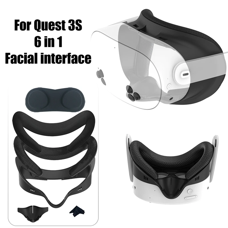 Para oculus meta quest 3s máscara facial 6 em 1 máscara de substituição anti-vazamento ampliar capa facial de substituição para acessórios vr