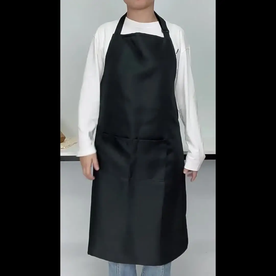 

1pc Black Peach-Skin Velvet Apron Korean Work Dustproof Wear Resistant Apron Waterproof Oil-Proof Work Apron Kitchen Accessories