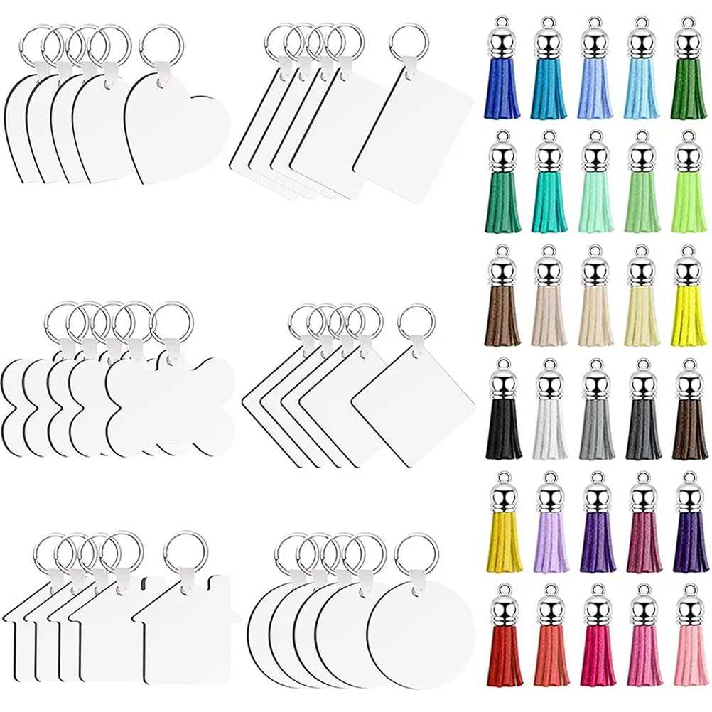 30 set Diy Sublimation Keychain Blank Heat Transfer Double Sided Decorative Pendant Craft Supply For Jewelry Making Handicraft
