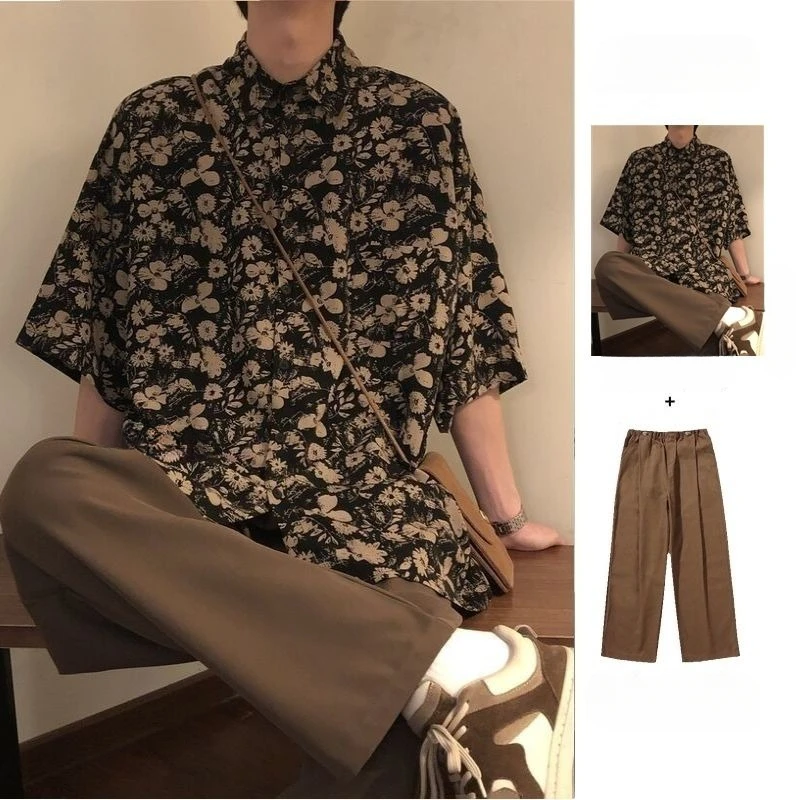 

Summertime New Style Loose Return To The Ancients Sense of Design Minority Floral Shirt Ruffian and Handsome Men Women Shirts