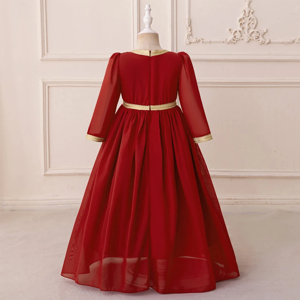 Muslim Ramadan Prayers Party Girls Dress Long Sleeve Robe Child Eid Enfant Holiday Prom Costumes Arab Dubai Girl Casual Dresses