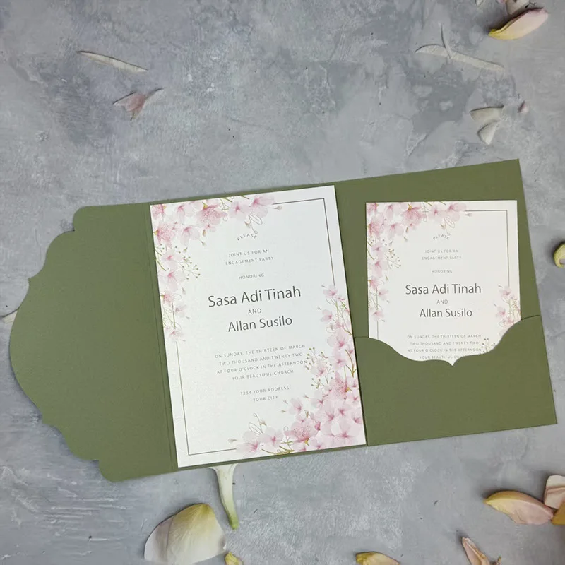 10pcs/lot Tri-fold Envelopes Green 18x13cm for Wedding Invitation Postcard Giftbox Bag Packaging Storage High-grade 250g Paper