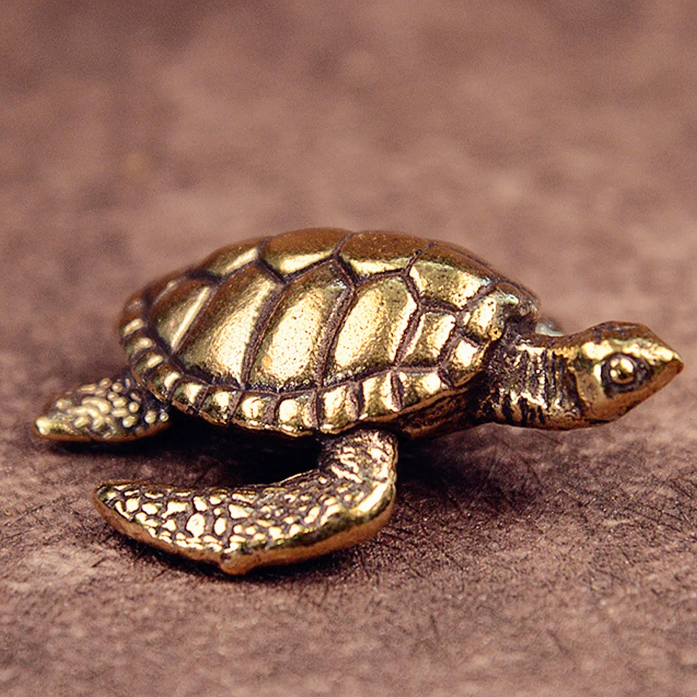 صغيرة البرونزية السلحفاة قلادة تمثال النحت الرجعية السلحفاة النحاس البحر ديكور المنزل مكتب حلية #6