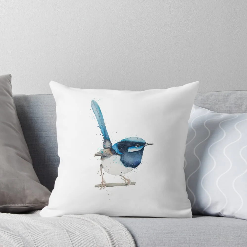 

Superb Blue Fairy Wren Throw Pillow Pillowcase Cushion Anime Sofa Cushions Covers Pillow Cases Decorative pillow