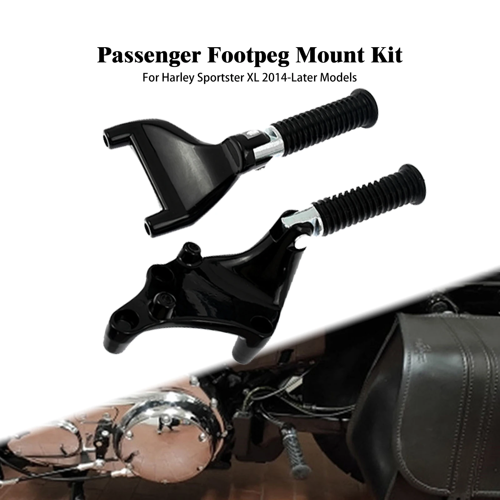 Motorcycle Black Rear Passenger Footpeg Mount Kit Footrest Pedal For Harley Sportster XL883 200 48 72 SuperLow 2014-2021 2022