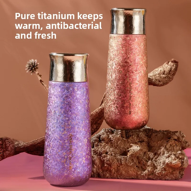 

410ML portable pure titanium vacuum flask magnetic titanium cup double-layer high-value tea separation titanium cup