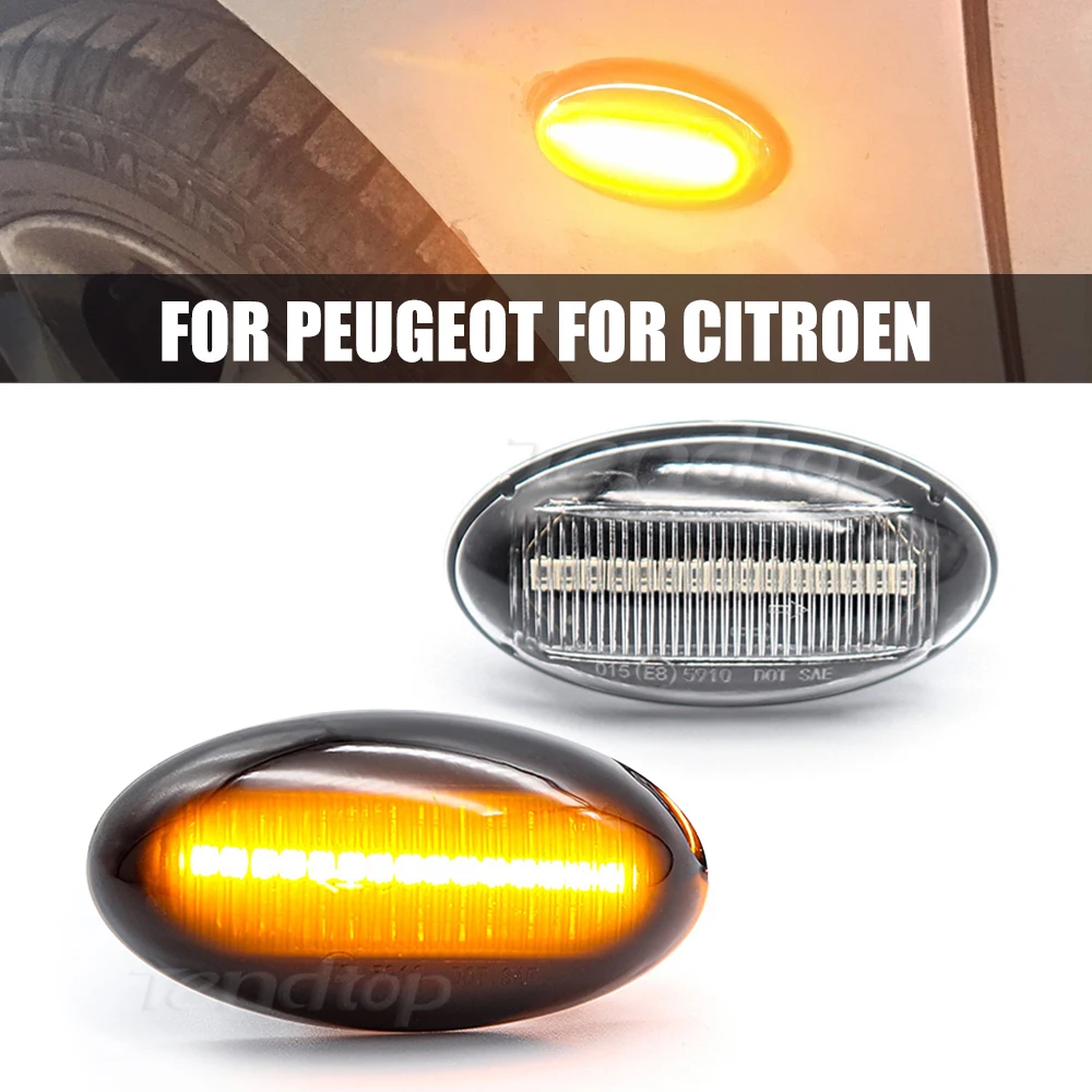 Intermitente LED dinámico para coche, indicador lateral para Peugeot 307, 206, 407, 107, 607, 1007, C1, C2, C3, C5, C6