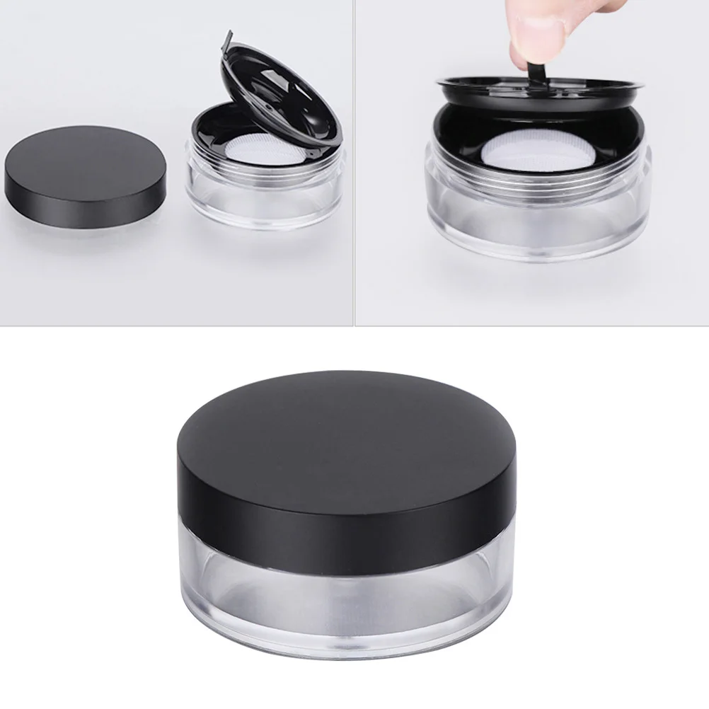 

2pcs Box For Travel Empty Makeup Powder Container Anti-Leakage Case Durable Portable Black Powder Subpackage