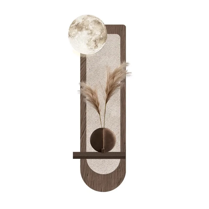 porch decorative painting moon three-dimensional sandstone physical painting high-end high-end door wall lamp painting