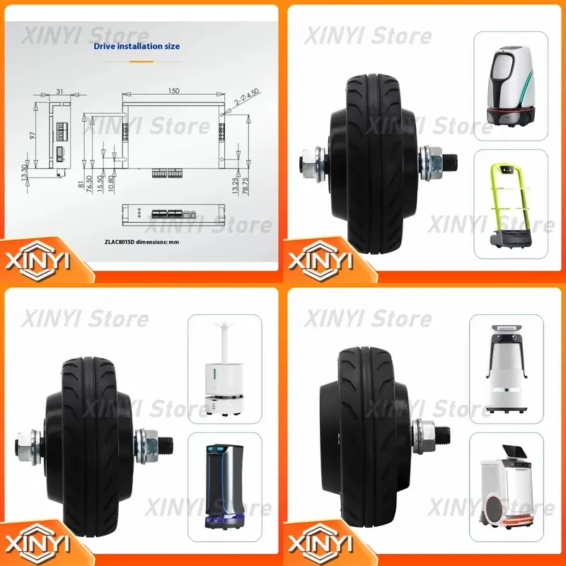 for 5 Inch Hub Motor Servo Drive Kit for Food Delivery Robot 1 Drive 2 Motor Control with CAN Bus Axle High Precision System