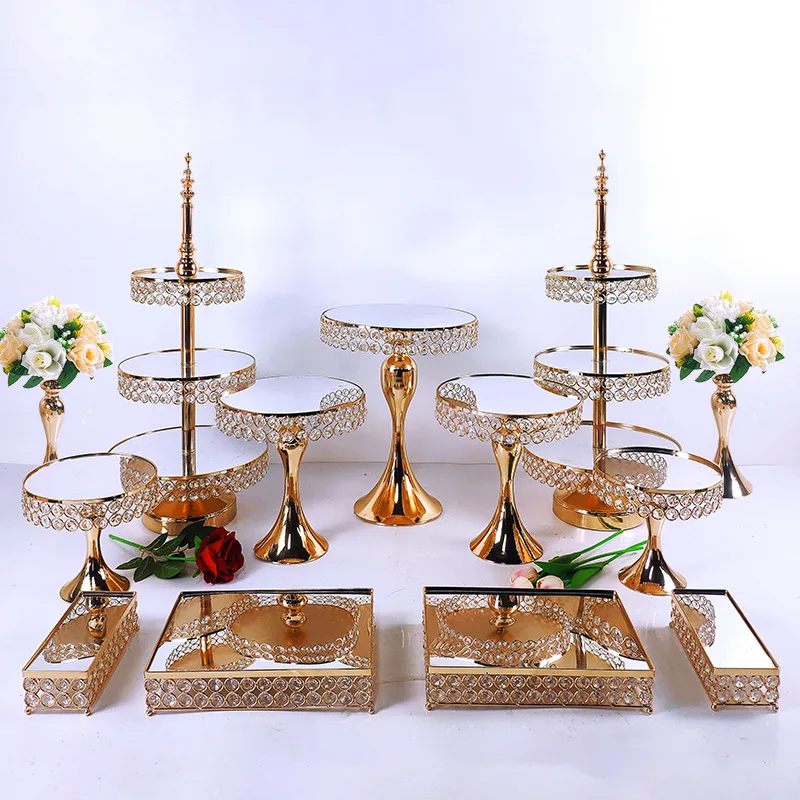 웨딩 디저트 테이블 장식 골드 실버 케이크 3단 디저트 랙 장식 디스플레이 랙 철제 케이크 랙