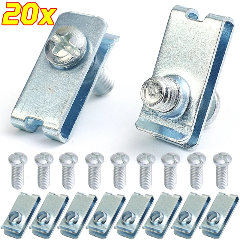 20/10PCS Car Licence Bumper Fixing Screws Base Clip Snaps Metal Fasteners U-Shape Fixing Clips For Autos Trucks Motorcycles