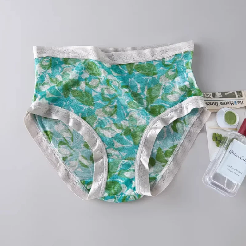 

Natura High-grade 100% mesh silk women's briefs Summer Autumn Double bottom breathable mulberry silk underwear