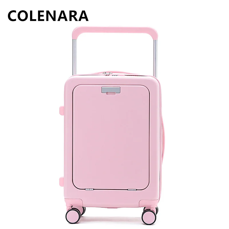 Colenara เคส kopor perjalanan ล้อแล็ปท็อปขนาด20นิ้ว, เคส ABS + PC มีล้อกระเป๋าเดินทางแบบลากเปิดด้านหน้า