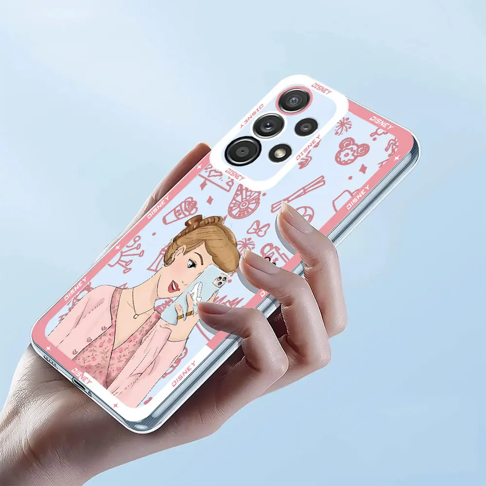 Phone Case for Samsung Galaxy A54 A33 A34 A23 A15 A13 A25 A73 5G A14 4G A24 Disney Princess Fashion Cover Transparent Soft Bag