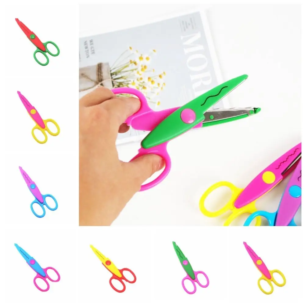 Wavy Pattern Minimalistic Lace Scissors Candy Color Stainless Steel Stationery Scissors Small Round Head Professional