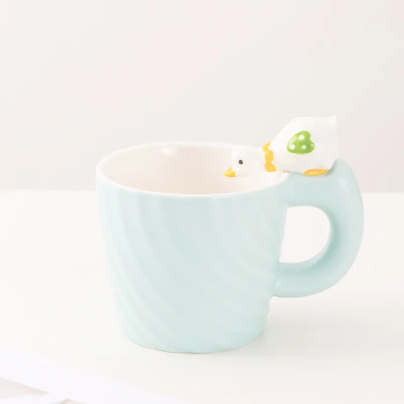 Ins Cute Duck Ceramic Cup Creative High Beauty Coffee Mug High Temperature Resistant Small Fresh Kawaii Cups Milk Breakfast Mugs