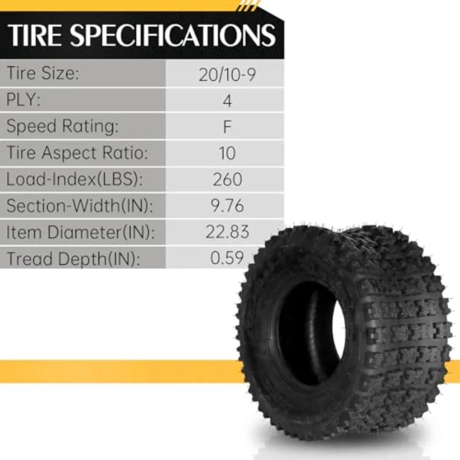 20x109 ATV UTV スポーツタイヤ 20x10x9 オールテレーン チューブレスタイヤ リアタイヤ 4PR 耐荷重範囲B オフロード性能とヘビーデューティー用途向け