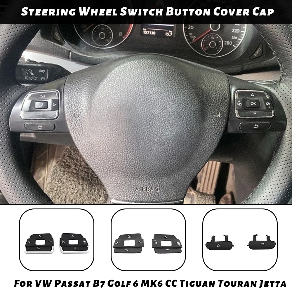 Steering Wheel Volume Adjustment Switch Button Cap Cover Trim Lid for Vw Golf 6 Passat B7 Magotan Tiguan Touran Car Accessories