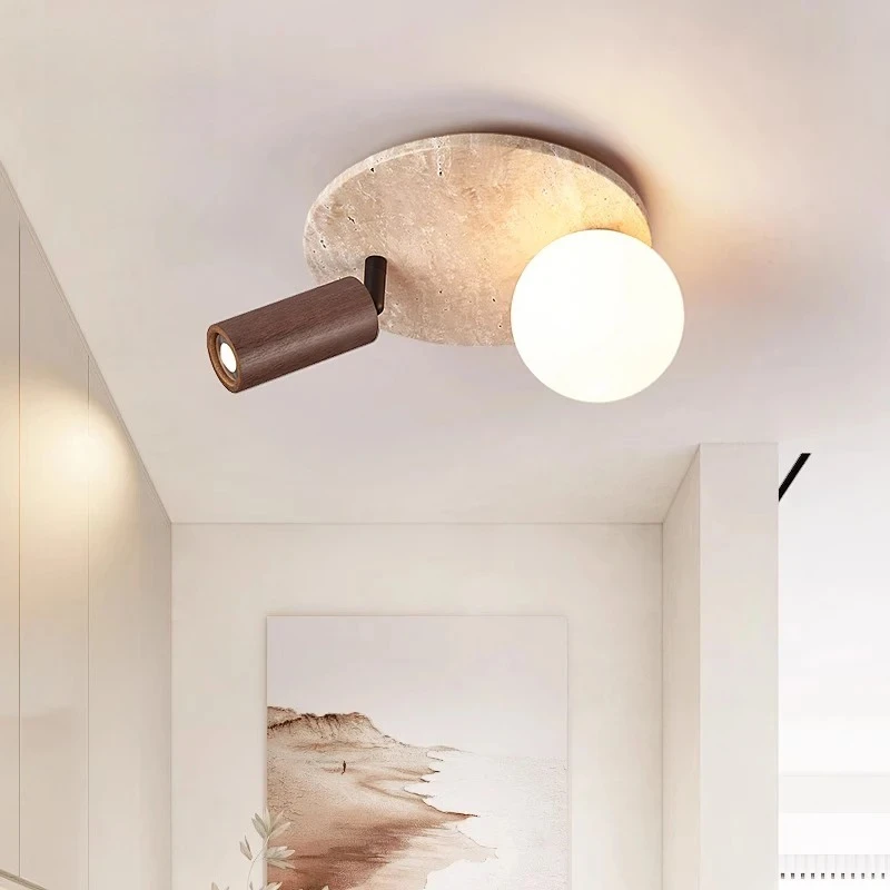 Japanese Wabi-sab Ceiling Lights Stone Wood Spot Hanging Lamps Home Decoration LED Chandeliers for Living Room Staircase Bedside