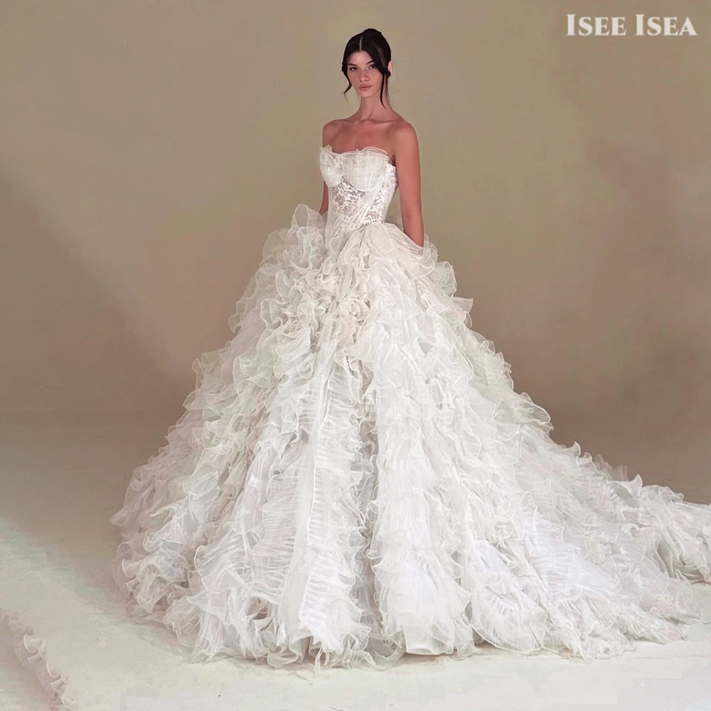 

Weddings Dresses Woman Tired Lace Flowers Ball Gown Sweep Train Arabic Bridal Gown Vestido Noiva Wedding gown 2026 Customized