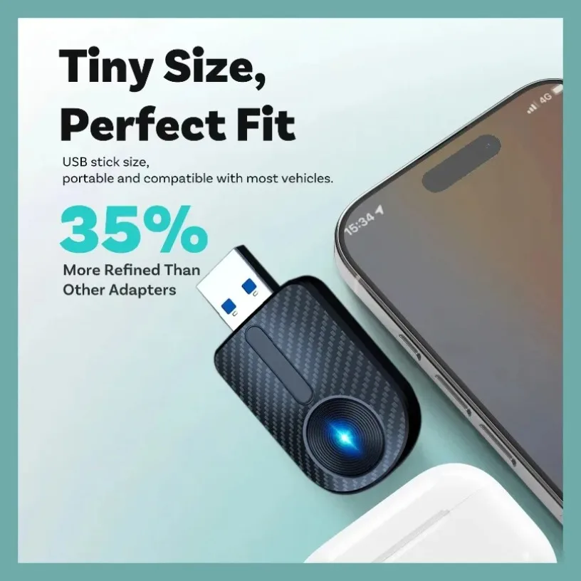 Portable New 2 in 1 Wireless CarPlay Adapter&Android Mini Auto Wireless Adapter 5Ghz WiFi Type-C/USB Plug Play Carplay Wireless