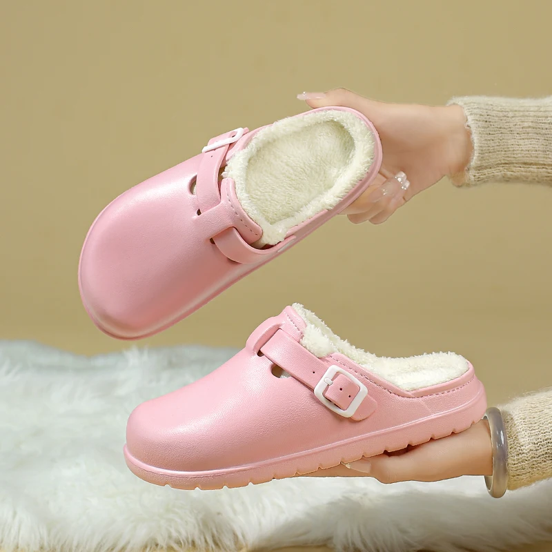Women's Plush Winter Slippers Couple Indoor Outdoor Thick Anti-Slip Sole Soft & Lightweight  Multi-Color Minimalist