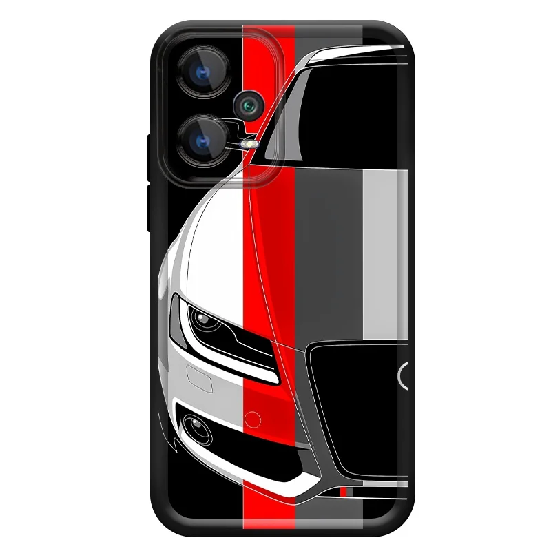 Red and White Car Pattern Soft Rubber Phone Case for Redmi Note 15 14 13 12 11 PRO 5G 4G Soft Protective Cover