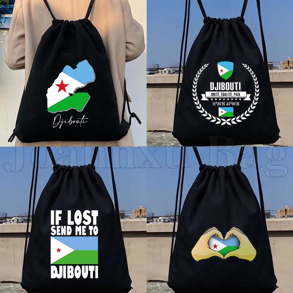 

Djibouti Country Map Flag Djiboutian Gifts Cute Durable Canvas Drawstring Bag Soccer Backpack Workout Sackpack Cotton String Bag
