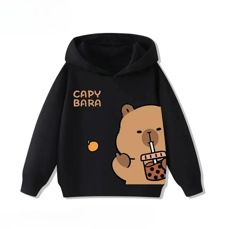Cute cartoon capybara print children'sfashionablecasual sportshoodiecomfortable for boys and girls perfect for autumn andwinter.