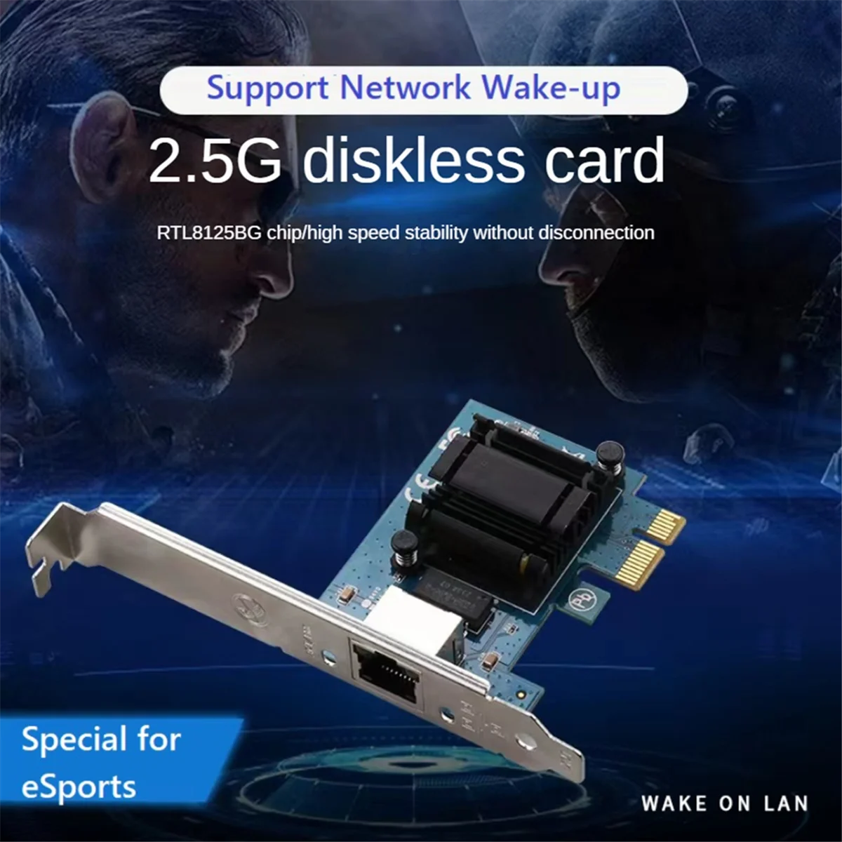 Adaptor jaringan 2.5G, PIC-E X1 ke RJ45 Network 100/1000/2500Mbps Gigabit Ethernet Lan pengontrol adaptor untuk Desktop