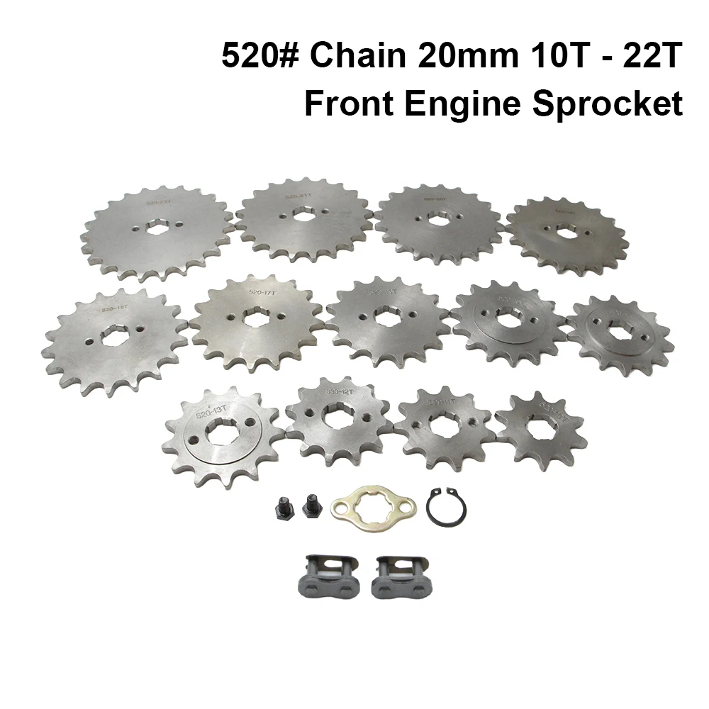 520# Chain 20mm Sprocket Front 10T 11T 12 13 14 15 16 17 18 19 20 21 23T Teeth For 50cc to 125cc Off-road Bicycle ATV