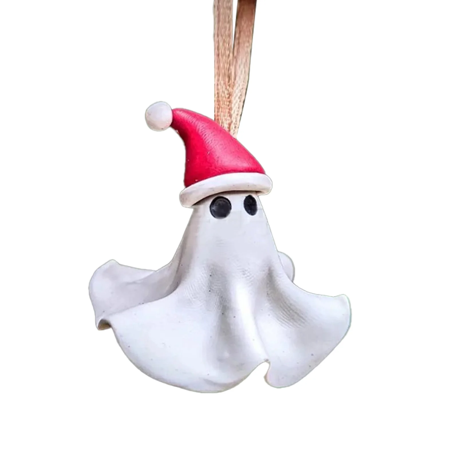 Fun Christmas Ghost Tree Ornament Resin Ghost with Santa Hat Xmas Tree Hanging Home Decor for Holiday Party Supplies