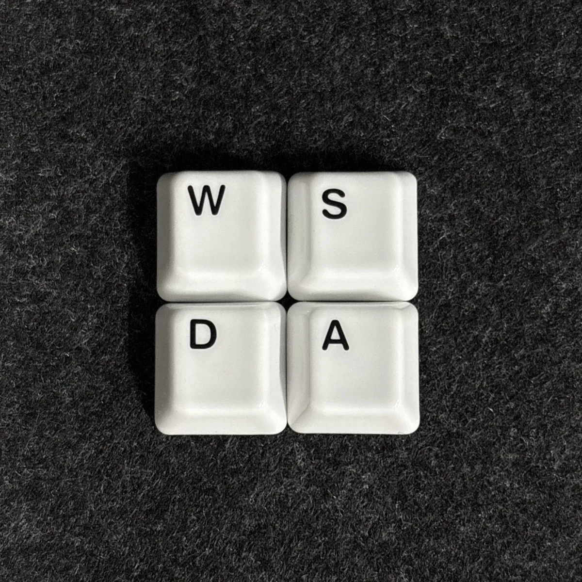 White Ceramic WASD Keycaps, 4pcs Cherry Profile Shine-Through Letter Printed Keycaps for Mechanical Keyboards