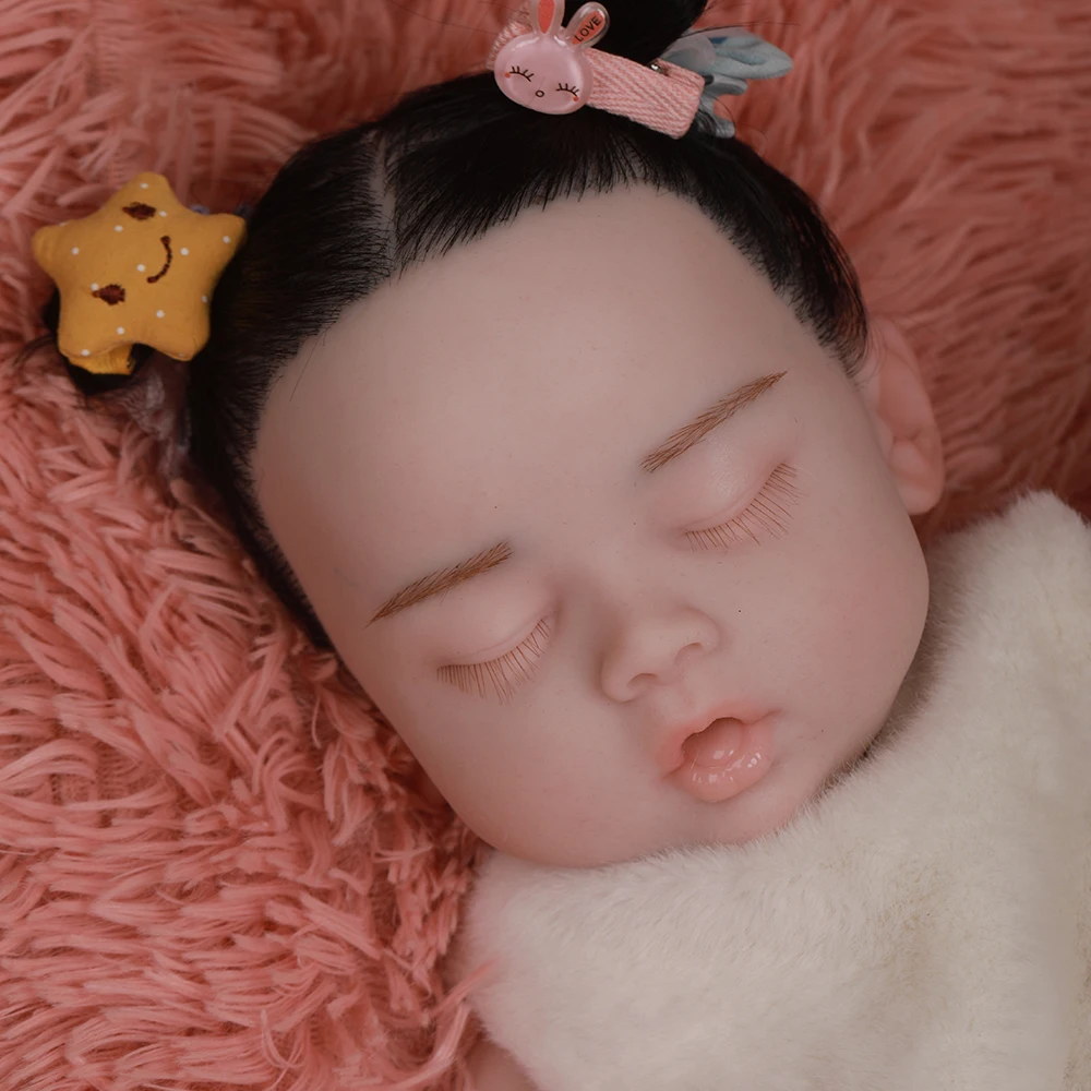 

Herpinker 1:1 Full Body Soild Silicone Reborn Baby Girl Chubby 3.1kg 47cm Lifelike Newborn Doll Washable Handmade Bebe for Gift