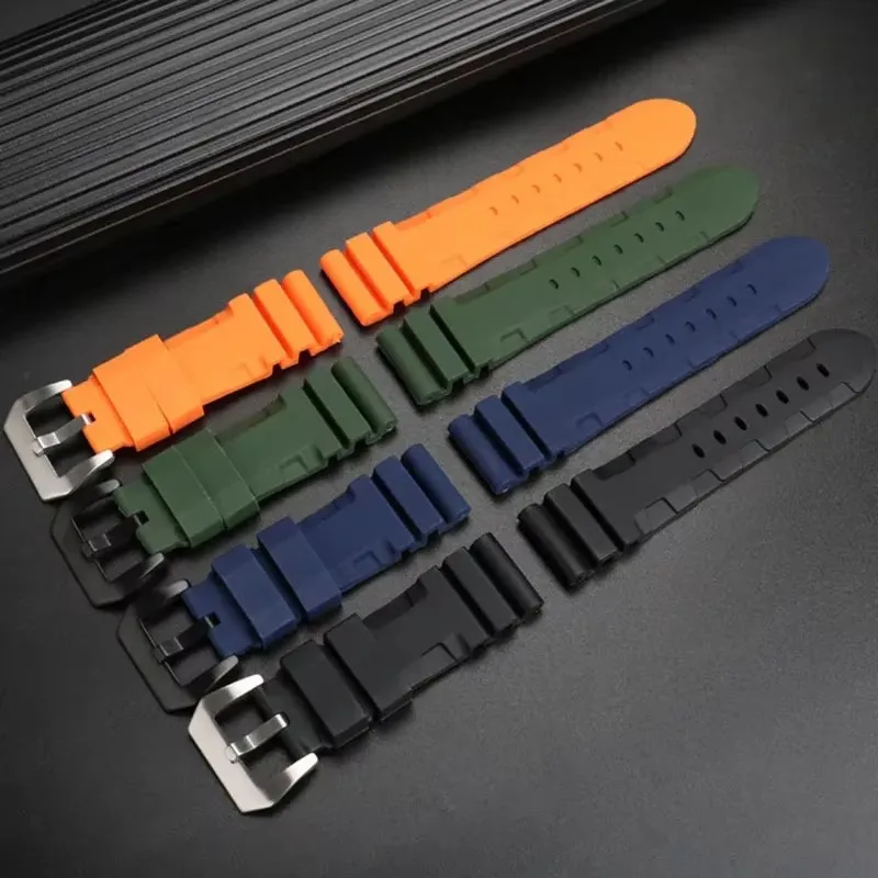 Green Orange Black Blue watch band Silicone Rubber Watchband men\'s 22mm 24mm For Panerai 111 441 386 Sport Soft Strap Free tools