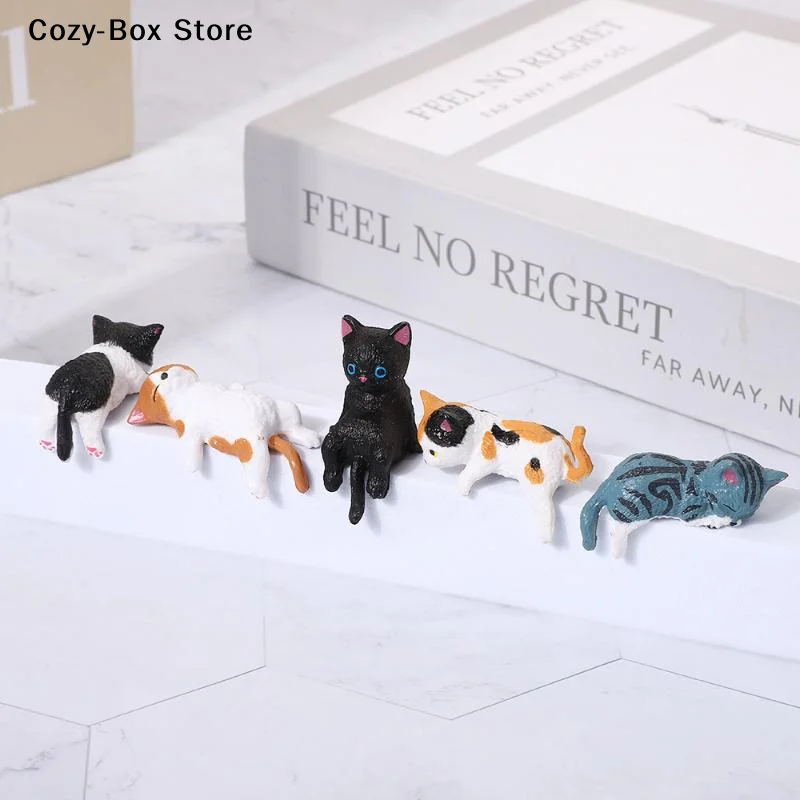[ZY]5-Pack Healing Anti-Loneliness Cat Figurines Resin Desktop & Car Companion With Non-Slip Base | Creative Gift For Birthdays