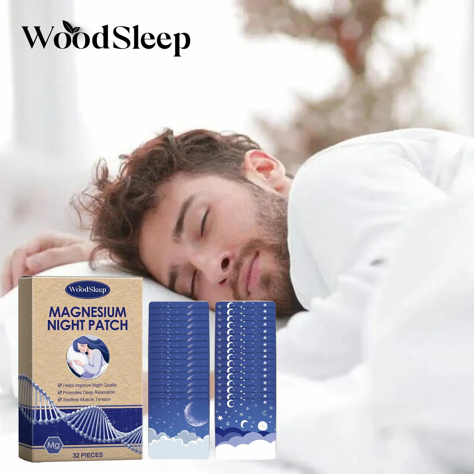 Magnesium Night Patch for Sleep Aid Relieve Stress Anxiety Improve Sleep Quality Soothing Relax Body Lavender Sleeping Stickers