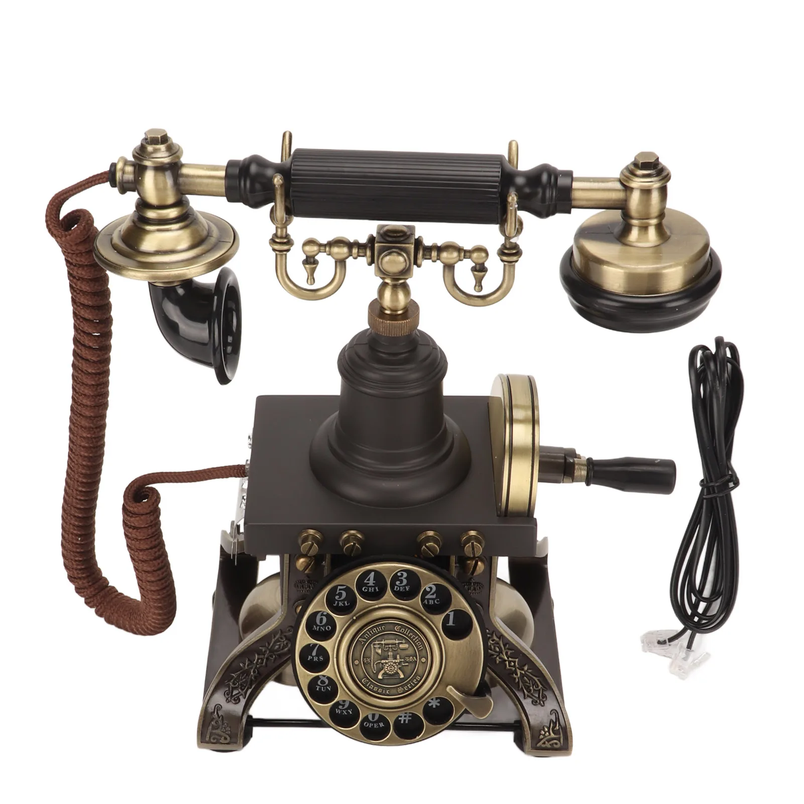 

Corded Landline Telephone Adjustable Volume Antique Telephone Unique Prevent Oxidation Warm Yellow Light Zinc Alloy for Study