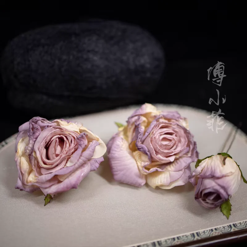 Simulated Flower Super Immortal Purple Rose Hair Clip Female Artificial Flower Pan Hair Ear Clip Hair Accessories