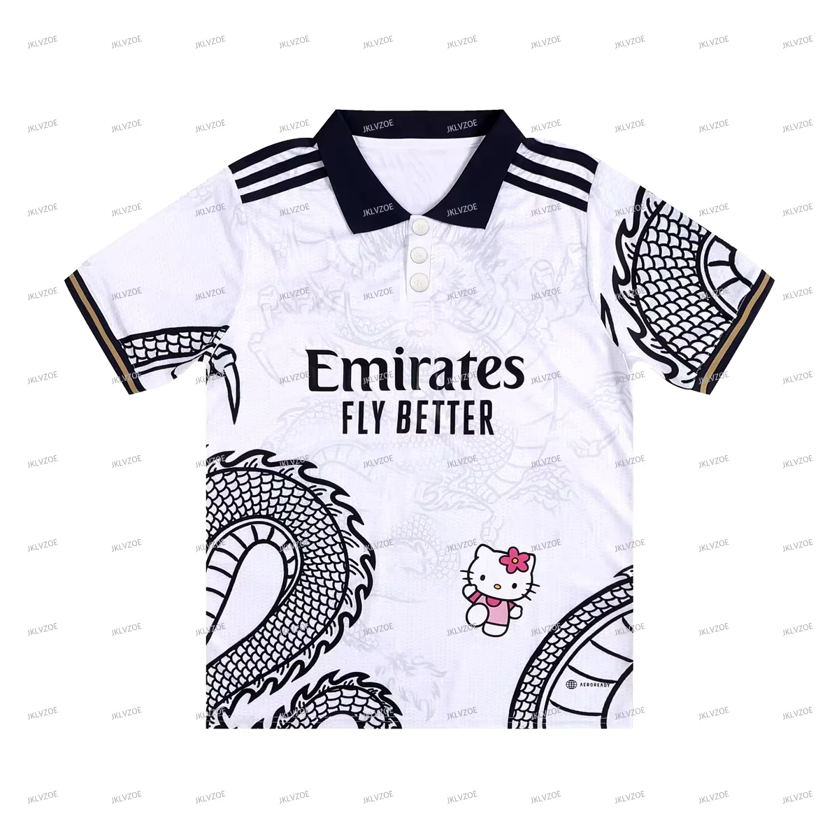 Hello Kitty Dragon Pattern Football Jersey Short Sleeve Casual Outdoor Women's Oversized Men's Polo T-shirt