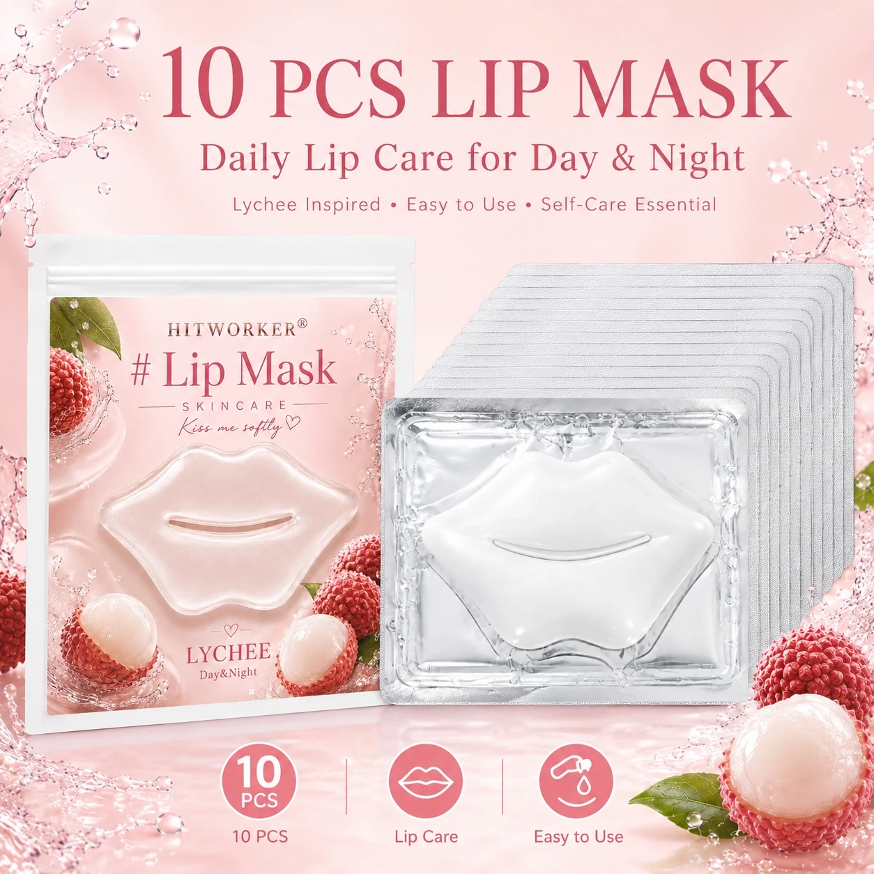 Skincare Routine - 10 stuks op lychee geïnspireerde lipverzorgingsmaskers,