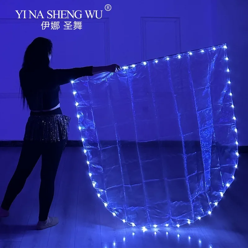 LED مضيئة الرقص العلم وعصا النسيج الأبيض مع التبديل أداء الدعائم الرقص الشرقي LED العلم ممارسة زي بالجملة #3