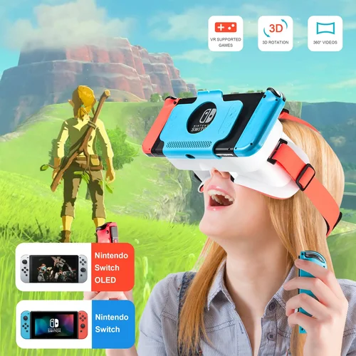 Gafas VR para Nintendo Switch, gafas OLED 3D, películas de realidad Virtual para auriculares de juego Switch, gafas VR de lente grande ajustables