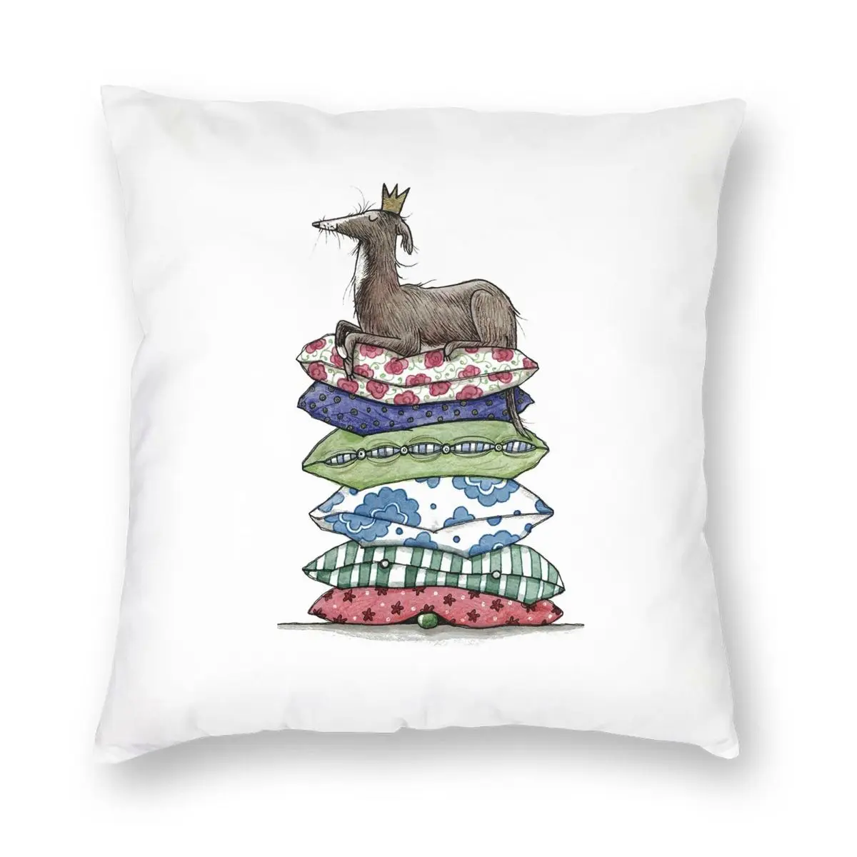 

Princess On The Pea Greyhound Galgo Whippet Italian Greyhound Square Pillowcase Cover Pillow Case Throw Pillow Cover Home Sofa